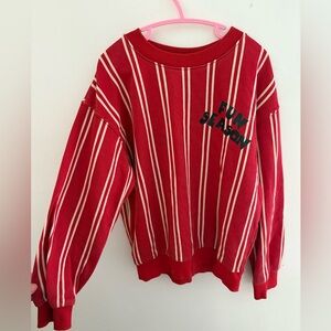 H&M Red and White Striped Crew Neck Sweater 6-8 years